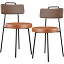 Ver imagem 1 de Kit 02 Cadeiras Decorativas Estofada Para Sala Jantar Barcelona L02 Couríssimo Marrom Camel - Lyam L