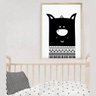 Quadro menina menino desenho tribal cão preto e branco - 1