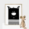 Quadro menina menino desenho tribal cão preto e branco - 2