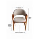 Ver imagem 7 de 2 Cadeiras de Jantar Madeira Maciça Linho Braços Arredondado:bege