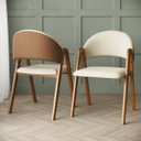 Ver imagem 1 de 2 Cadeiras de Jantar Madeira Maciça Linho Braços Arredondado:bege