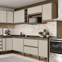 Ver imagem 3 de Armário de Cozinha Aéreo 1 Porta Basculante 70x45cm Nicho Microondas Vitória Rimo Carvalho/Off White