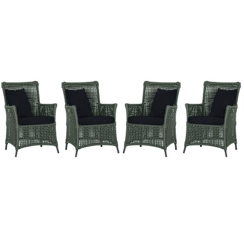 4 Poltronas Igapó Alumínio Micro Pintura Preta Corda Náutica Estofado 12