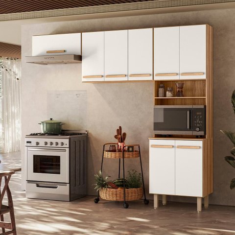 Armário para Cozinha 222 Cm Lemon Carvalho/off White Nicioli