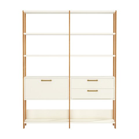 Kit com 2 Estantes Multiuso 1,44m Prateleiras Porta Gavetas 100% Mdf E92 Pradel Móveis