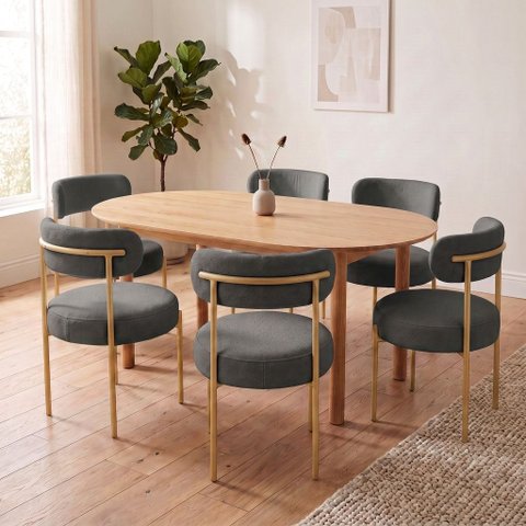 Cadeira Sala de Jantar Margara Kit 6 Base Aço Dourado Bouclê D03 - D'Rossi