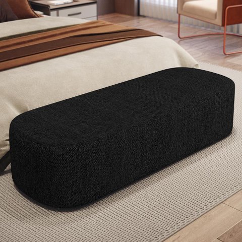 Puff Decorativo Orgânico para Living Quarto 160cm Doha W01 Linho Chumbo - Lyam Decor