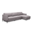 Ver imagem 2 de Sofá Decorativo Karine 5 Lugares Sala de Estar 300cm com Chaise Pés em Aço Couro Avelã G88 - Gran Be