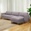 Ver imagem 1 de Sofá Decorativo Karine 5 Lugares Sala de Estar 300cm com Chaise Pés em Aço Couro Avelã G88 - Gran Be
