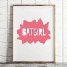 Quadro decoração Garota Morcego Quadrinho Rosa Explosão - 1
