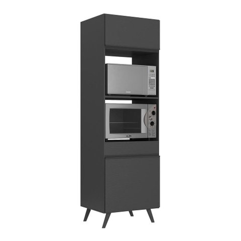 Paneleiro 2 Portas 63cm para Forno e Microondas Veneza Multimóveis V3679 Preto