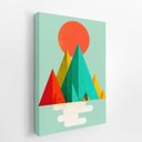 Ver imagem 2 de Paisagem Abstrato Minimalista Colorido Quadro Canvas 60x40cm