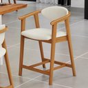 Ver imagem 6 de Banqueta Baixa para Cozinha Sala de Jantar Bancada Cecília L02 Linho Champanhe - Lyam Decor