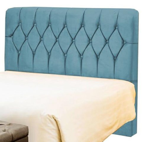 CABECEIRA CAMA BOX 195 ANA CASAL SUEDE AZUL TURQUESA TOPÁZIO