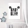 Quadro infantil decoração quarto Bebê Urso Preto Branco P&B - 1