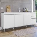 Ver imagem 1 de Balcão de Pia Ágatha 180cm 4 Portas 2 Gavetas Branco Maderatto Móveis