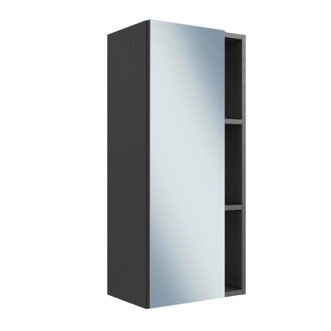 Armário Organizador para Banheiro Prodecor CP7020 Grafite com Espelho 1 Porta e 2 Prateleiras
