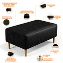 Ver imagem 3 de Puff Decorativo Sala de Estar Cléo W01 Pés Palito 90 cm Couríssimo Preto - Lyam Decor