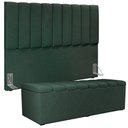 Ver imagem 3 de Kit Cabeceira Cama Box Casal King 195cm com Calçadeira Baú Dália W01 Linho Verde Musgo - Lyam Lyam D