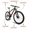 Bicicleta Aro 29 Quadro 19 Alumínio 27v Freio Disco Hidráulico Z3-20 Preto/Amarelo/Vermelho - Dropp - 3