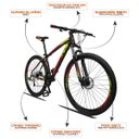 Ver imagem 3 de Bicicleta Aro 29 Quadro 19 Alumínio 27v Freio Disco Hidráulico Z3-20 Preto/Amarelo/Vermelho - Dropp
