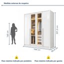 Ver imagem 3 de Guarda Roupa Solteiro 4 Portas 3 Gavetas e Vidro Reflecta 164cm com LED 100% MDF Imperiale Premium