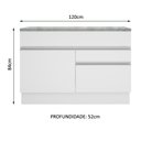 Ver imagem 4 de Balcão de Pia Armário de Cozinha 120 cm 1 Porta e 2 Gavetas (Com Tampo) Branco Glamy Madesa