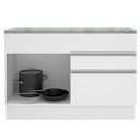 Ver imagem 5 de Balcão de Pia Armário de Cozinha 120 cm 1 Porta e 2 Gavetas (Com Tampo) Branco Glamy Madesa