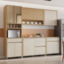 Ver imagem 1 de Cozinha 5 Peças 11 Portas 5 Gavetas 270cm 100% MDF Condessa Marrom/Carvalho/Fendi