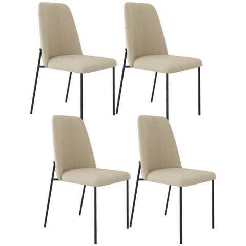 Kit 04 Cadeiras Decorativa Estofada para Sala de Jantar Bella L02 Linho Bege Escuro - Lyam Decor