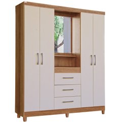 Roupeiro Capelinha com Espelho Lyon Mel Off White - Rud Rack - 3