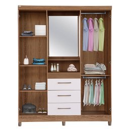 Roupeiro Capelinha com Espelho Lyon Mel Off White - Rud Rack - 2