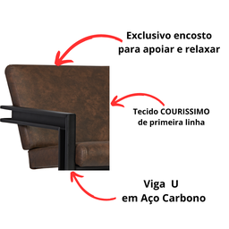 Poltrona Cadeira Detroit Couríssimo Facto Telha Estrutura Preto Fosco - 4