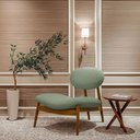Ver imagem 2 de Poltrona Decorativa Yves Base Madeira Castanho Verde Claro - Nexta Casa