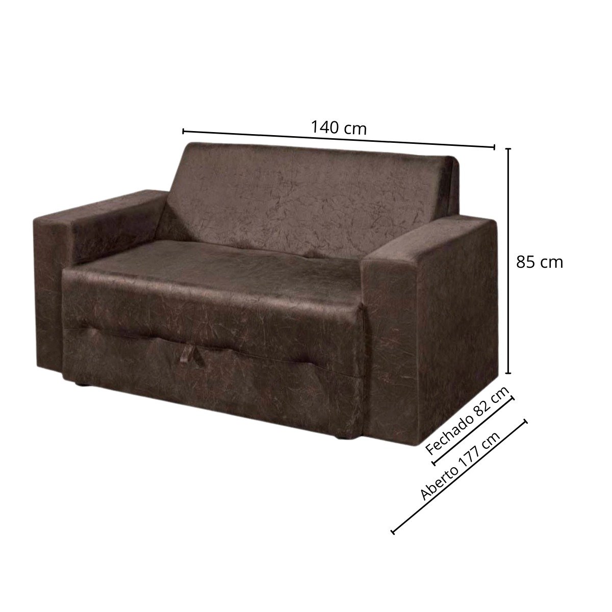 Sofá Cama Suede Marrom 5000 com Braço - 3