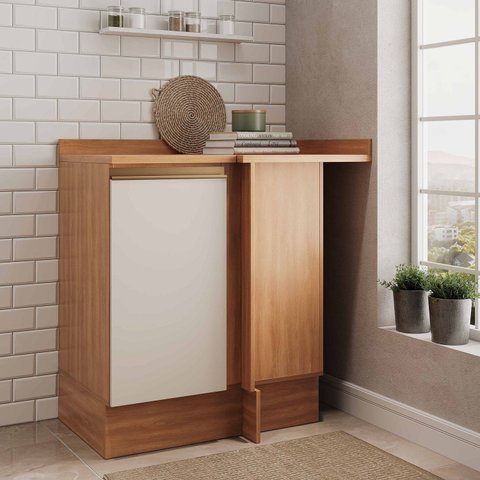 Balcão Canto Reto 1 Porta com Tampo Aroeira CabeCasa MadeiraOriginals