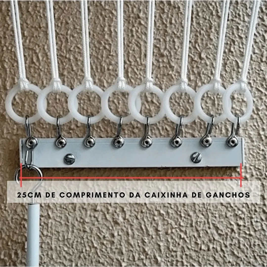 Ver imagem 7 de Varal De Teto Individual 165cm x 10 Varetas - Em Alumínio Branco
