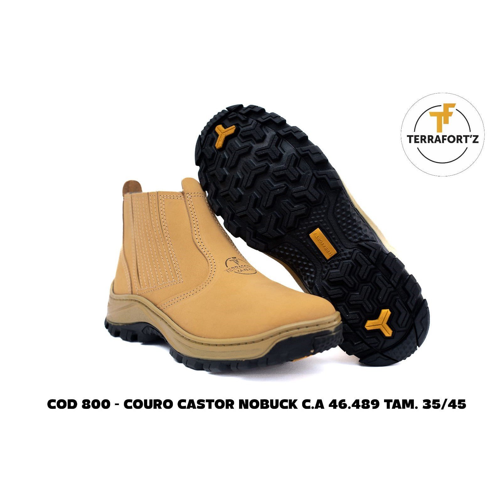 Botina Elástico Couro Nobuck Terra Fortz Castor Cod 800 - 3