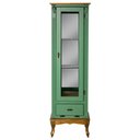 Ver imagem 1 de Cristaleira Vitrine Espelhada Antique Média 1 Porta 2 Prateleiras de Vidro 1 Gaveta 1079e Verde Ch