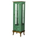 Ver imagem 2 de Cristaleira Vitrine Espelhada Antique Média 1 Porta 2 Prateleiras de Vidro 1 Gaveta 1079e Verde Ch