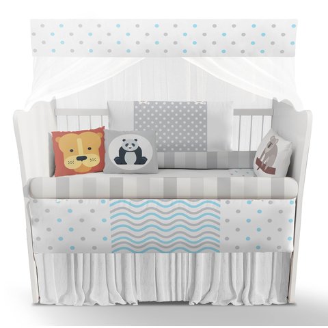 Kit Berço Enxoval de Bebê Safari Mapa Mundi