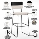 Ver imagem 4 de Kit 06 Banquetas Altas Sala de Jantar Allana L02 Faixa Corano Preto Linho Cru - Lyam Decor