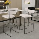 Ver imagem 2 de Kit 06 Banquetas Altas Sala de Jantar Allana L02 Faixa Corano Preto Linho Cru - Lyam Decor