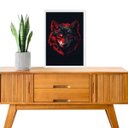 Ver imagem 1 de Quadro Decorativo Lobo Preto e Vermelho 45x34cm:moldura Branca