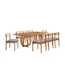 Ver imagem 2 de Conjunto Mesa de Jantar Tampo 240cm Barril Laminado Ello e 8 Cadeiras Mônaco Premium Natural Cinamomo/Quartzo Marrom