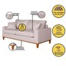Sofá 3 Lugares Confortável com Base Resistente Madeira Linho Cor:bege - 2