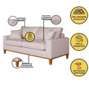 Ver imagem 2 de Sofá 3 Lugares Confortável com Base Resistente Madeira Linho Cor:bege