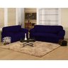 Capa de Sofá América 2 e 3 Lugares Elasticada 02 Peças - Azul Marinho - 1
