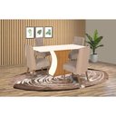 Ver imagem 1 de Conjunto: Mesa de Cozinha Luiza Sc15 Tampo Madeirado C/ Vidro Canto Curvo 160x90cm e 4 Cadeiras Anne