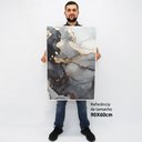 Ver imagem 2 de Quadro Decorativo em Canvas Abstrato Mármore Black Gray TaColado Moldura Flutuante 4,5cm Preta 90 x 